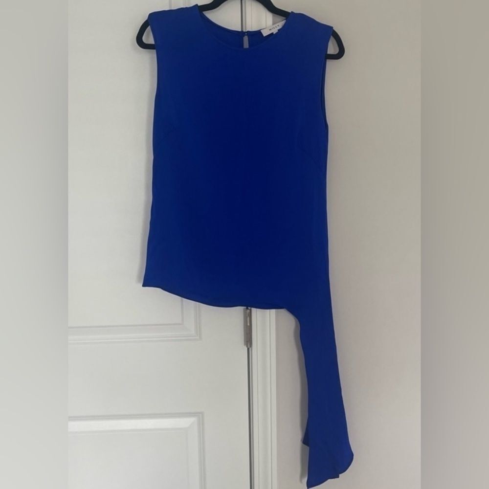 Milly Women’s Size 4 / 6 Royal Blue Silk Blend Sleeveless Top Side Tie Keyback - Picture 8 of 10